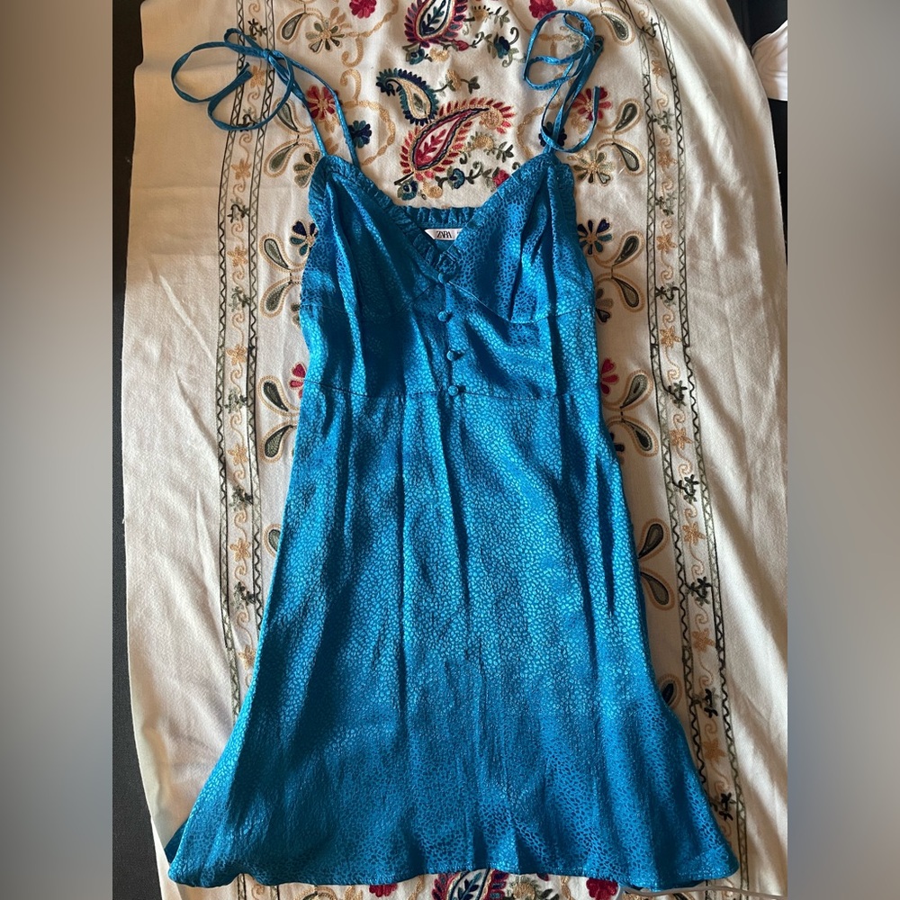 Zara Blue Textured Dress